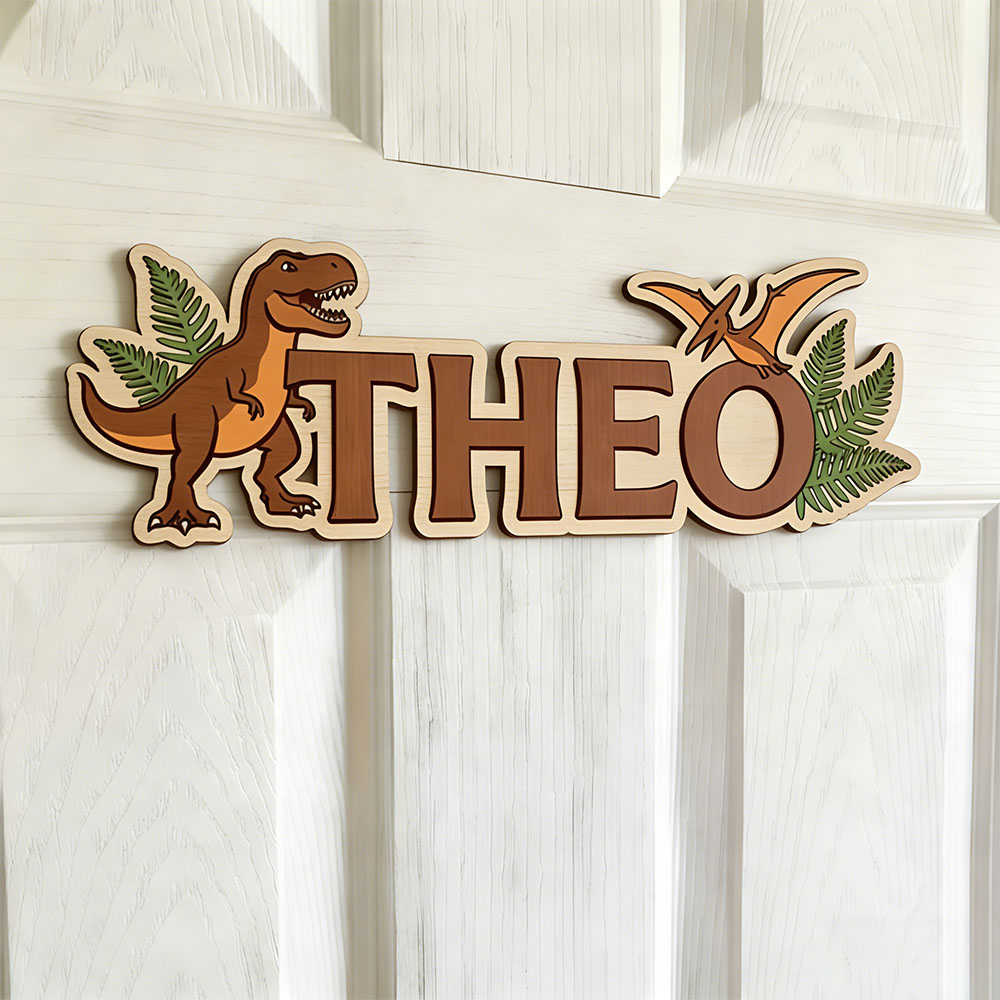 Baby Products Decoration - Panneau personnalisé avec nom de dinosaure
